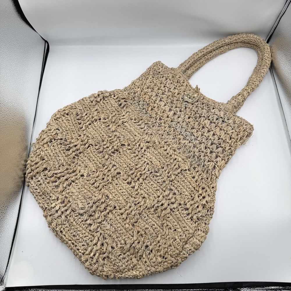 Flora Bella Natural Woven BAG STRAW  TOTE Lined Macrama